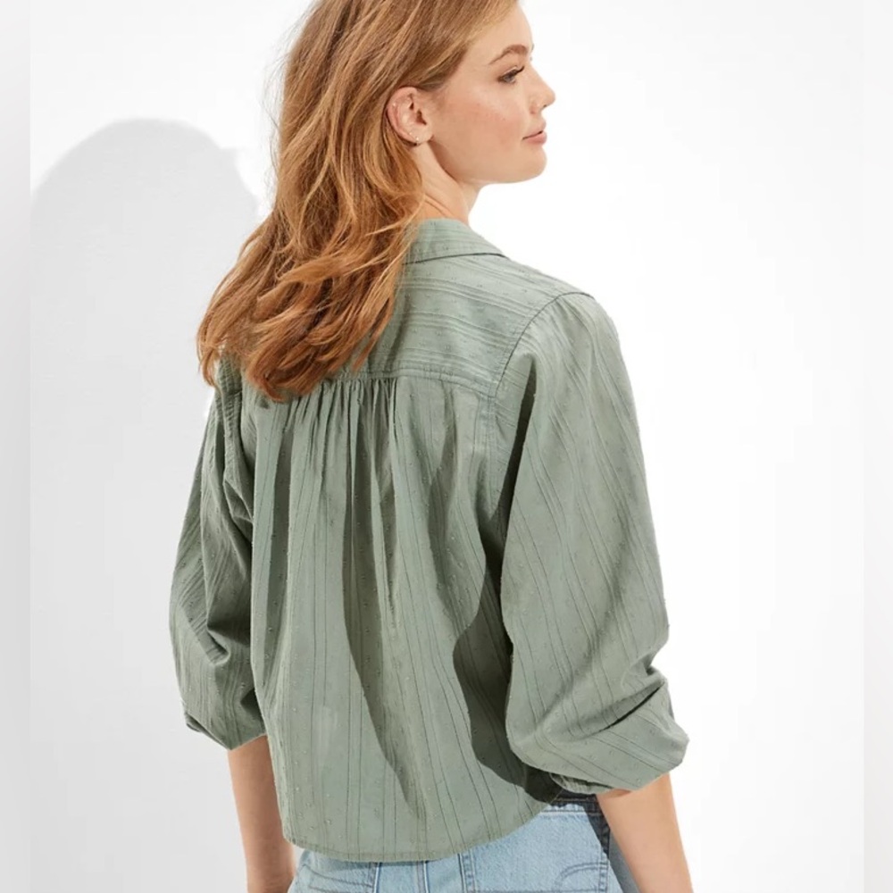 American Eagle Outfitters Sage Button-Up Blouse - Picture 2 of 9